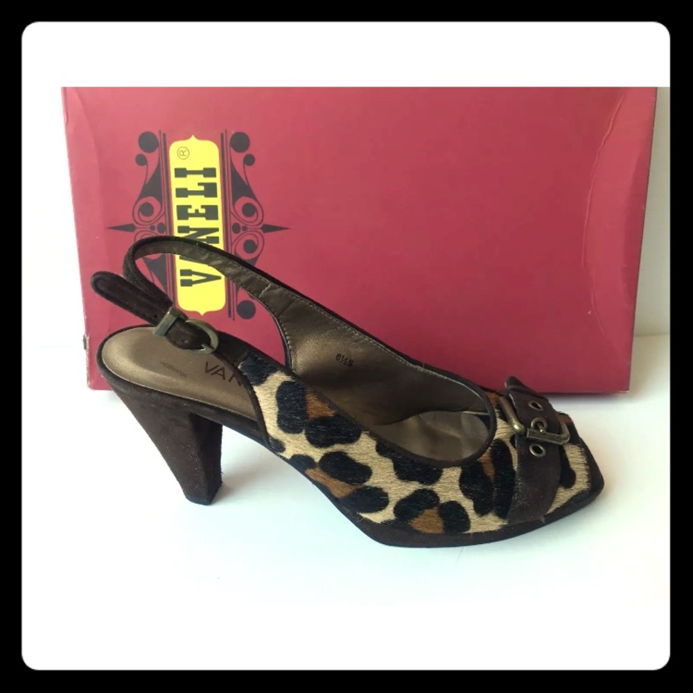 Vaneli Leopard Print Mod Retro Heels - image 1